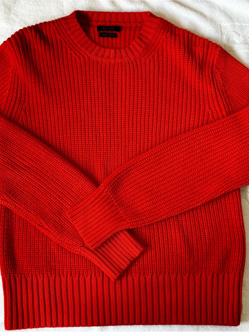 Massimo Dutti Orange Crewneck Ribbed Knit Sweater XS fall winter